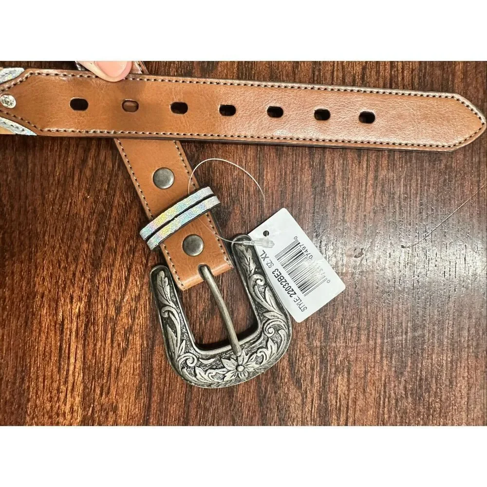 CatchFly Girls Teal and Brown Western Belt Size XL New